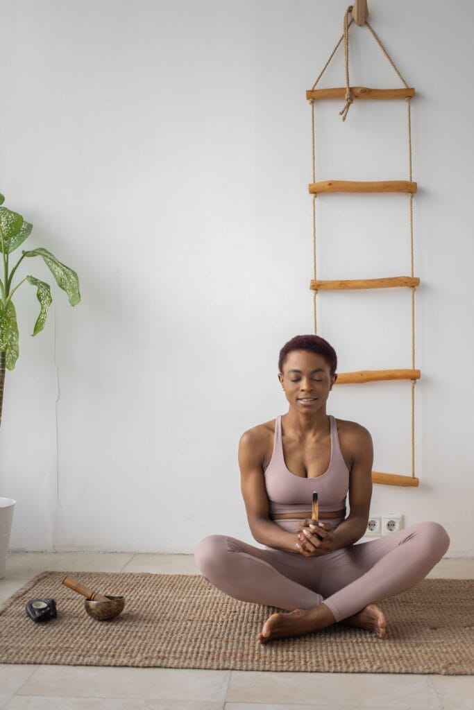 A woman resting in a calm home setting